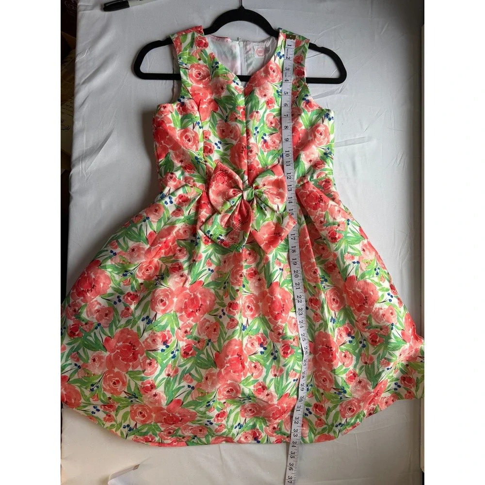 Wonder Nation Girls Floral Party Dress Bow Waist Sleeveless Size 14